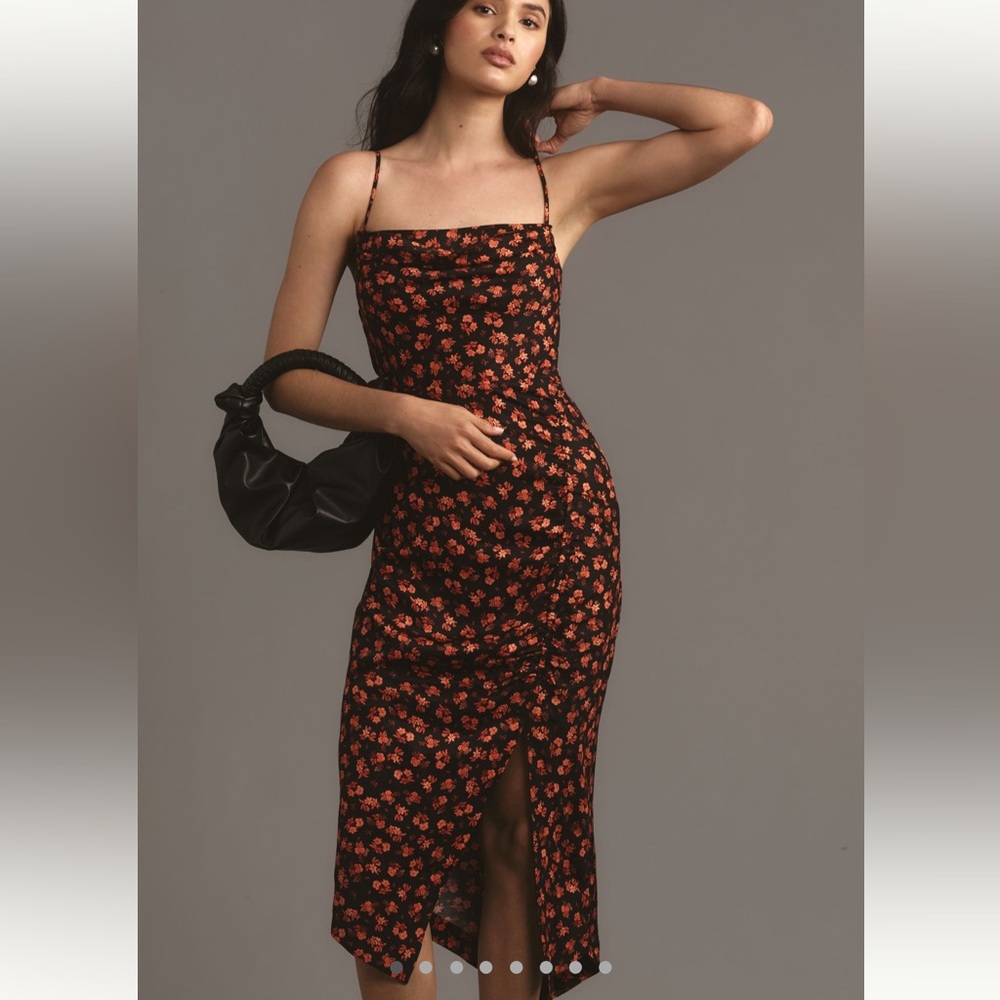 Asymmetrical slip midi dress by Anthropologie perfect wedding guest dress size 4